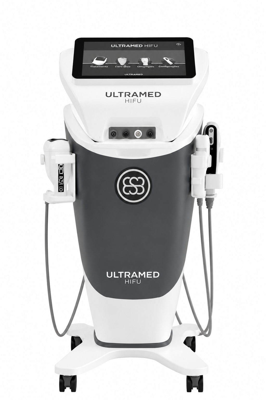 Equipamento Ultramed HIFU sobre carrinho com display touch